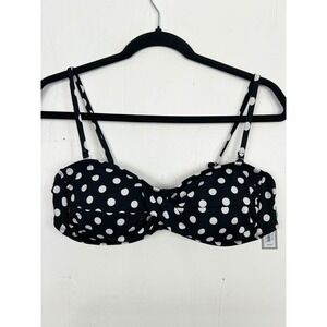 Apt. 9 Essentials Black White Polka Dot Bandeau Bikini Swim Top Size XL